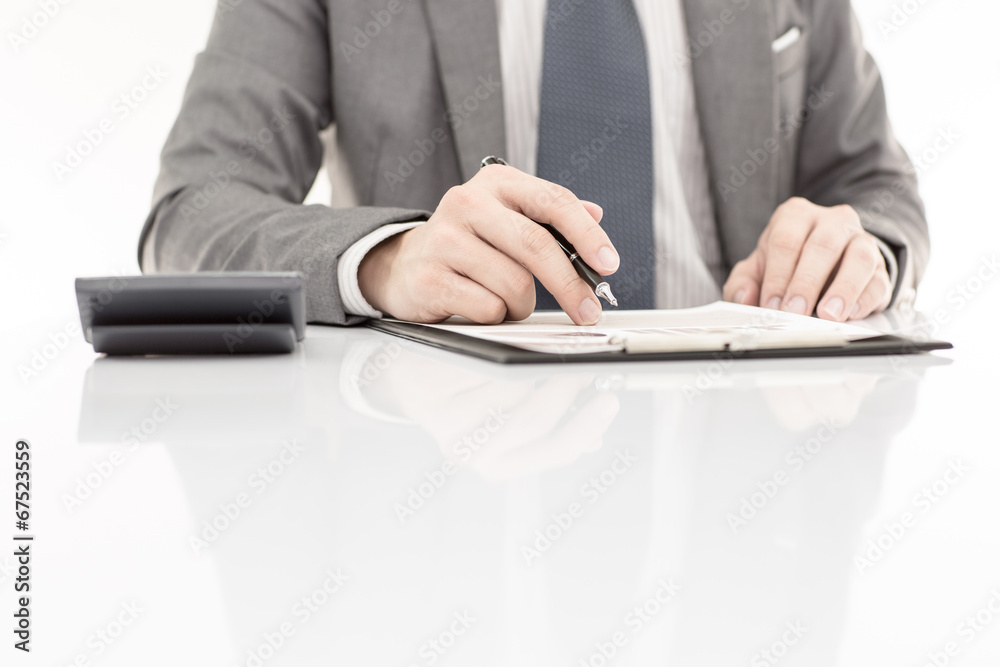 business report and man hand. Accounting business report and man hand. Accounting