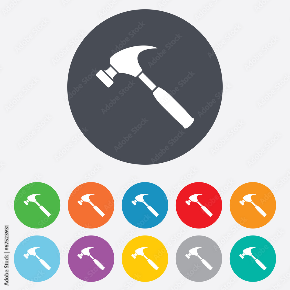 Hammer sign icon. Repair service symbol. Hammer sign icon. Repair service symbol.
