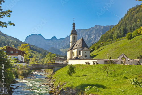 Malerwinkel, Ramsauer Kirche St. Sebastian vor Reiter Alpe