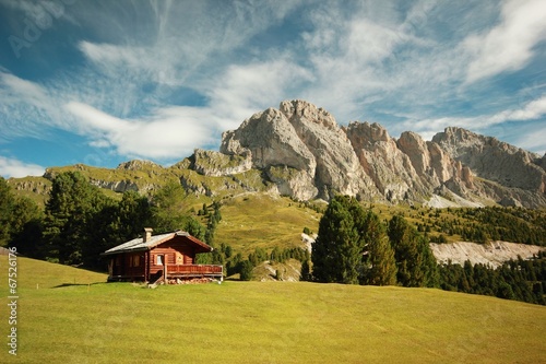 Alpine hut in the Dolomites.