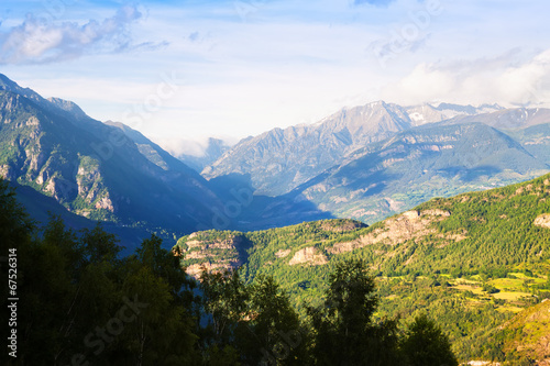 mountains landscape with snow in summer photo