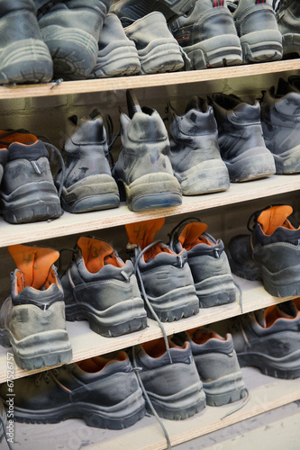 Safety shoes at a plant