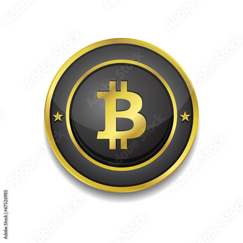 Bit coin Black GoldenVector Button Icon