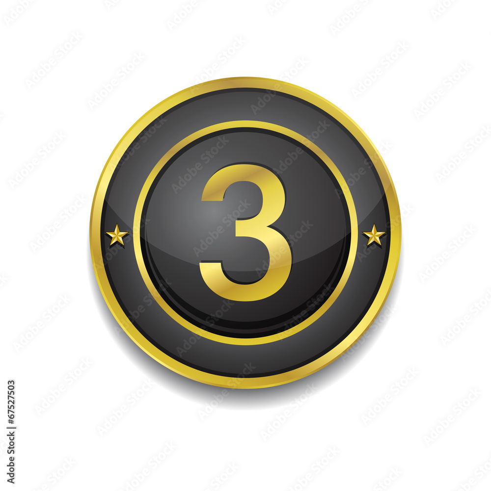 3 Number Circular Vector Golden Black Web Icon Button 3 Number Circular Vector Golden Black Web Icon Button