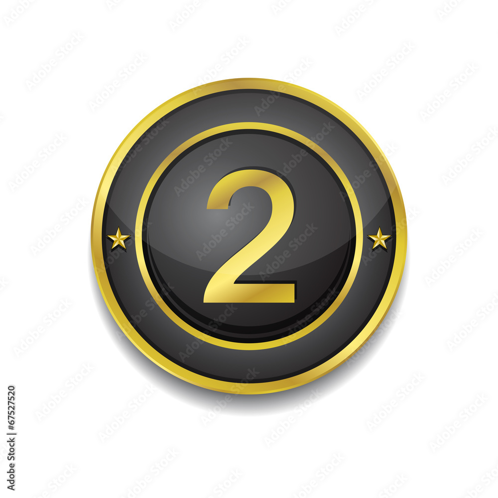 2 Number Circular Vector Golden Black Web Icon Button 2 Number Circular Vector Golden Black Web Icon Button