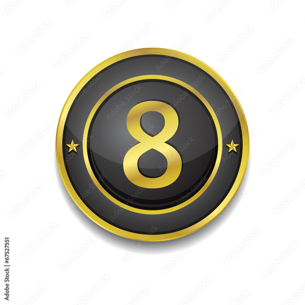 8 Number Circular Vector Golden Black Web Icon Button 8 Number Circular Vector Golden Black Web Icon Button