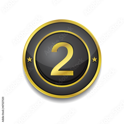 2 Number Circular Vector Golden Black Web Icon Button