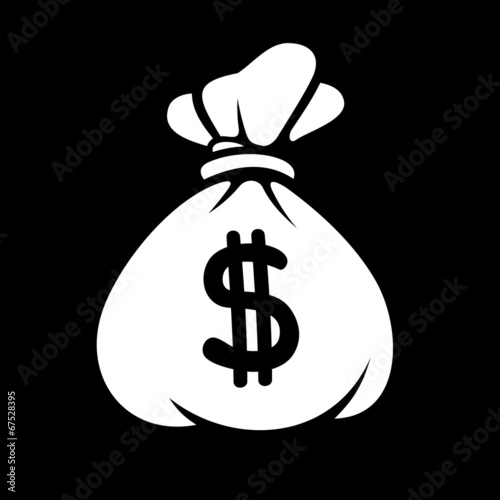 Money Icon with Bag, Vector.
