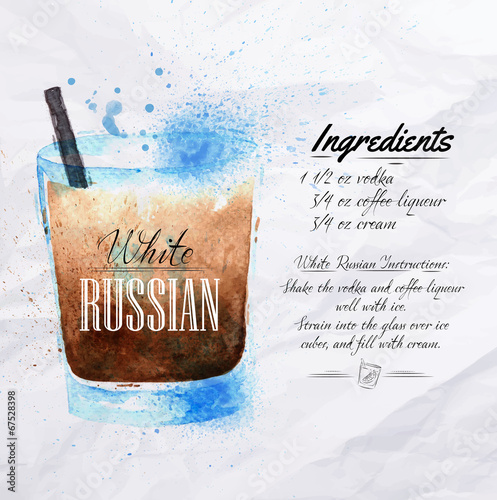 White Russian cocktails watercolor