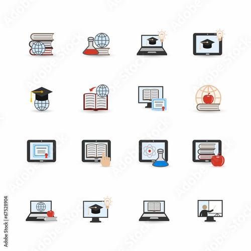 Online education icon flat