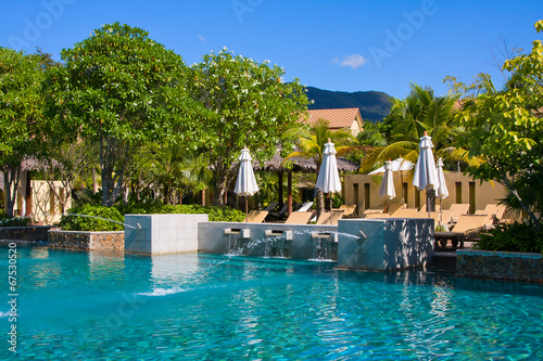 Swimming pool in spa resort . Thailand .