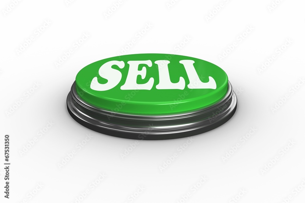 Sell on digitally generated green push button Sell on digitally generated green push button