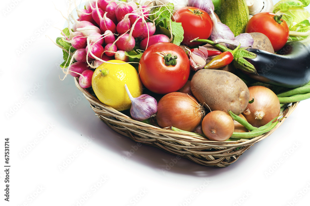 fresh Healthy Vegetables on a White Background.