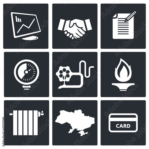Natural gas industry icon set