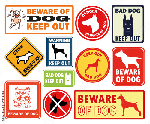 Beware of dog vector collection
