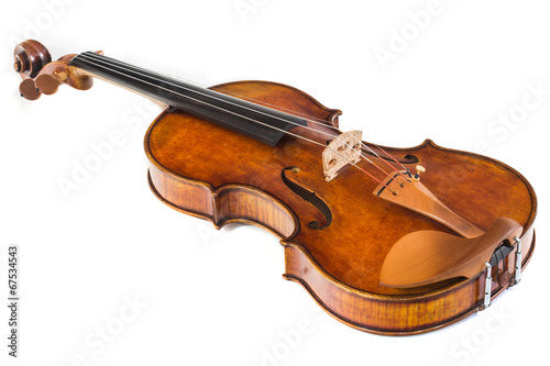 Antique violin isolated on the white background