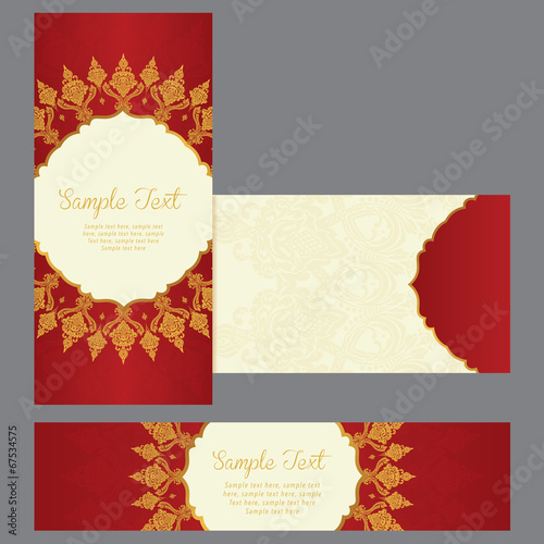 greeting cards in east style on red background banner