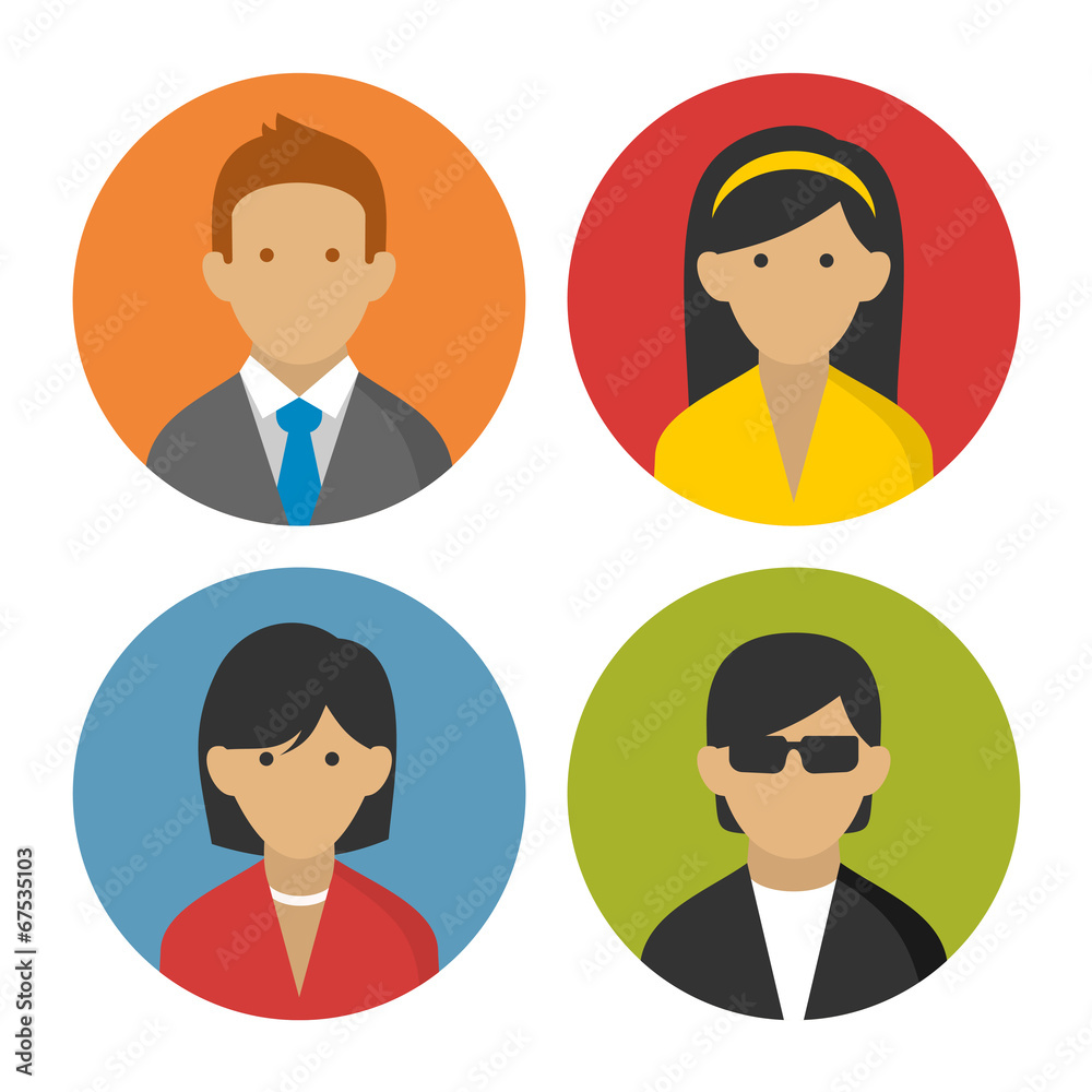 Colorful Peoples Userpics Icons Set in Flat Style. Vector Colorful Peoples Userpics Icons Set in Flat Style. Vector