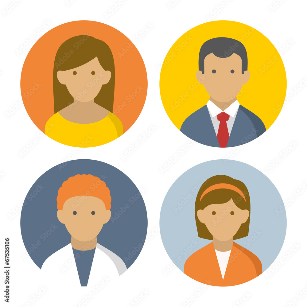 Colorful Peoples Userpics Icons Set in Flat Style. Vector Colorful Peoples Userpics Icons Set in Flat Style. Vector