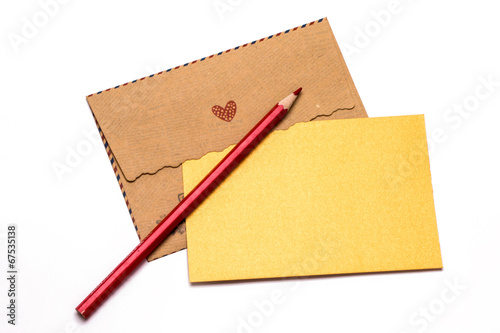 Brown gift envelope and blank card © cacaroot