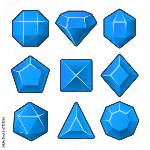 Set of Blue Gems for Match3 Games. Vector