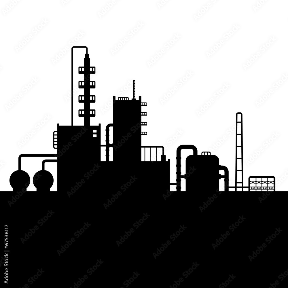 Oil Refinery Plant and Chemical Factory Silhouette 4. Vector