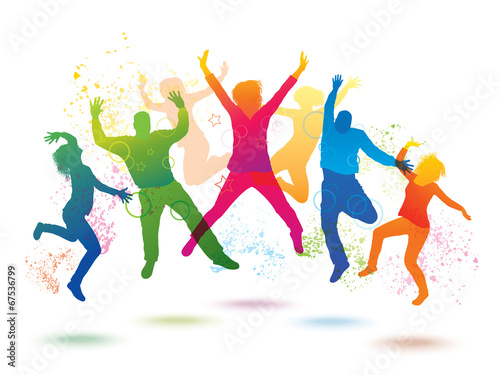 Colorful background with dancing people.