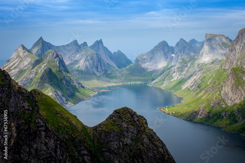 Beautiful Norwegian landscape - view of fjords photo