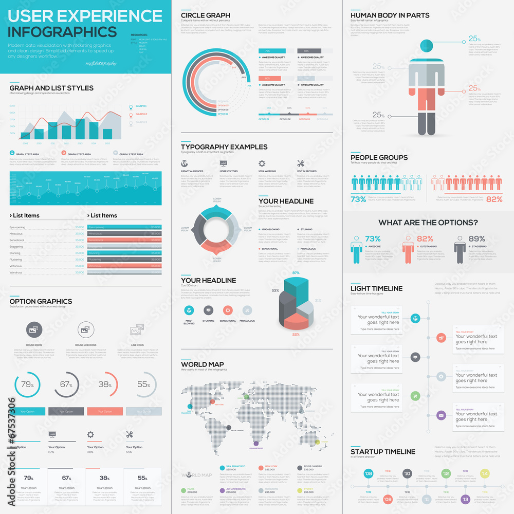Flat stunning user experience infographic vector element set