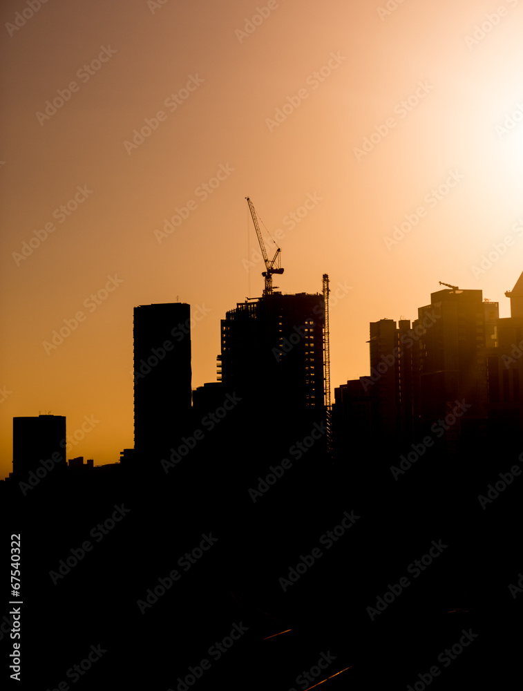 silhouette of building construction