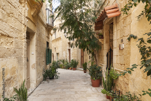 cobbled street in valetta old town malta