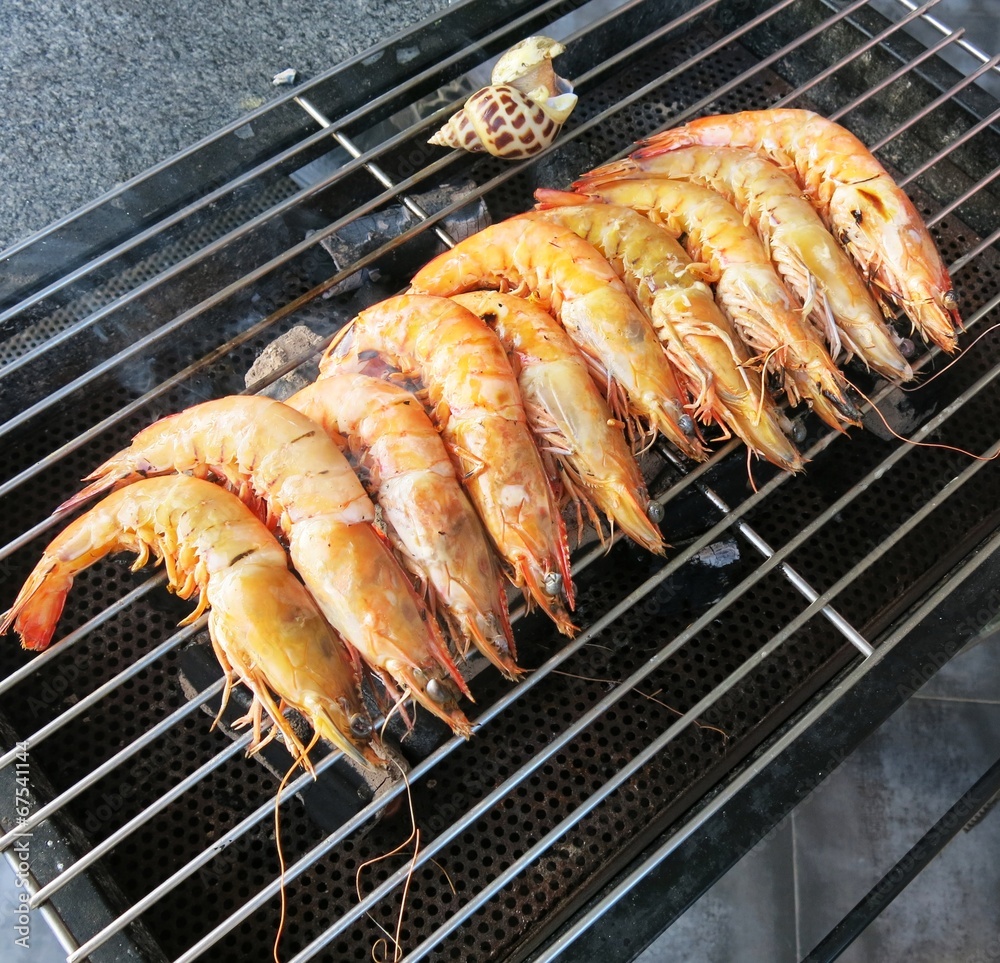Delicious grilled king prawn
