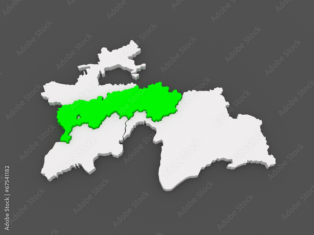 Obraz premium Map of Districts of Republican Subordination ..Tajikistan.