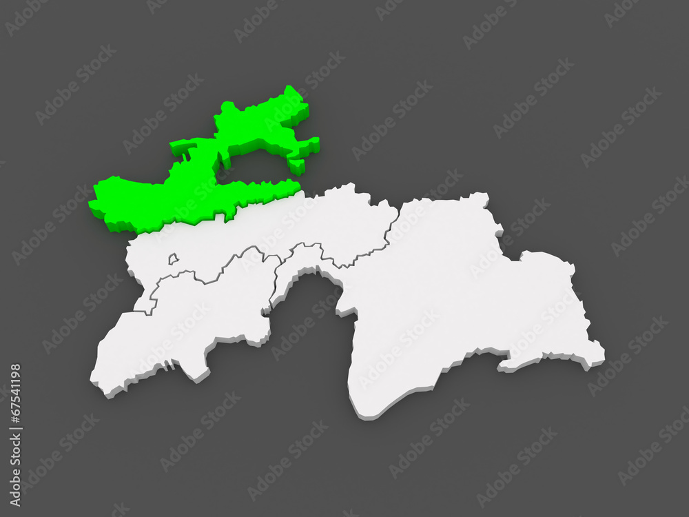 Map of Sughd region. Tajikistan.