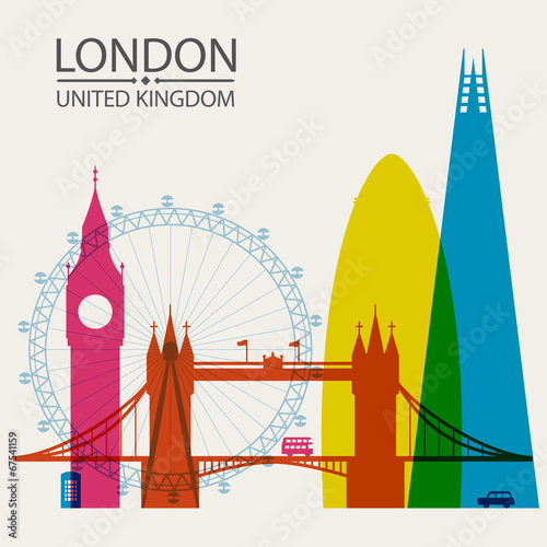 Carta da parati Londra - Carta da parati London city skyline silhouette background, vector illustration