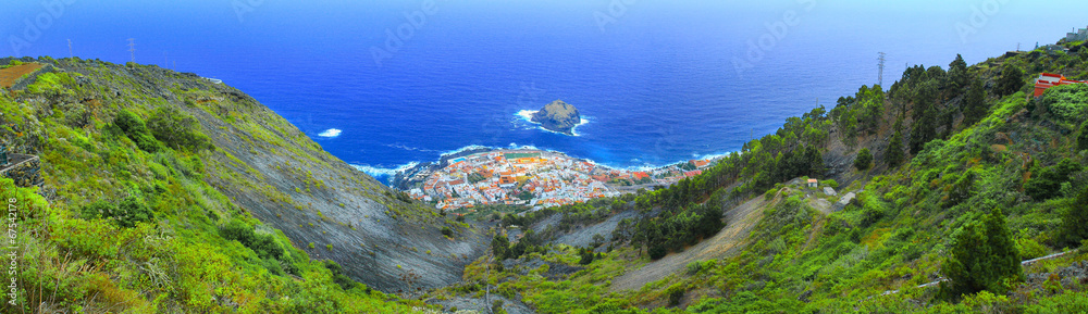 Panoramic view Garachico town on the coast of Tenerife
