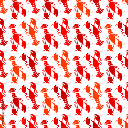 Seamless Lobster Pattern Red Color Mix