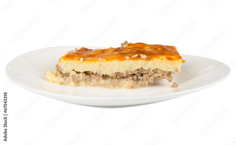 potato pie on a white plate potato pie on a white plate
