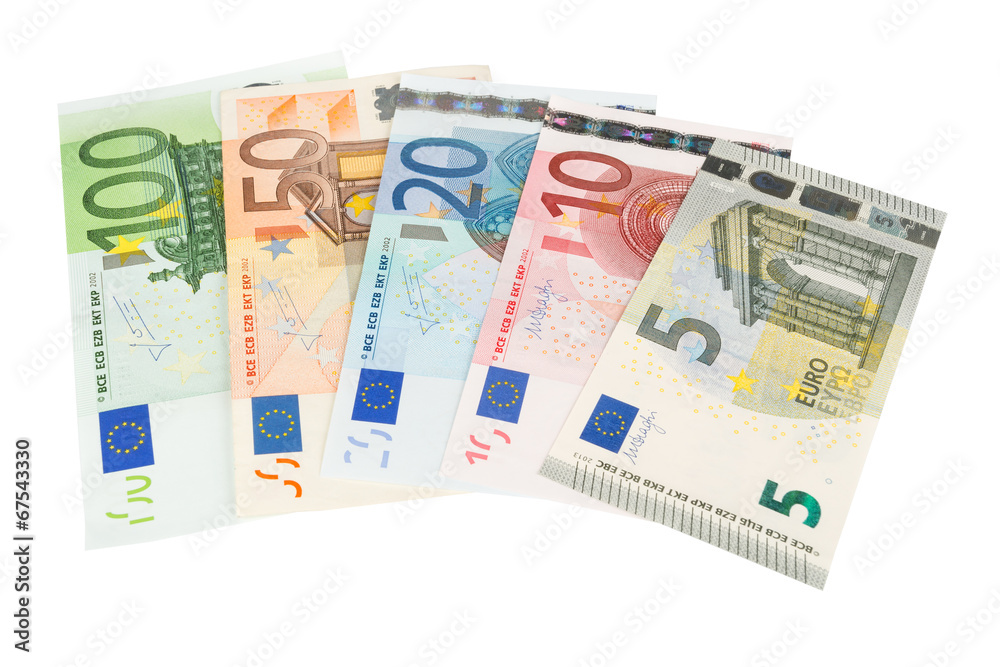 Euro banknotes in hand closeup
