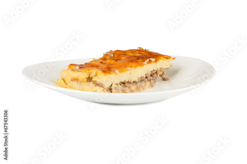 potato pie on a white plate