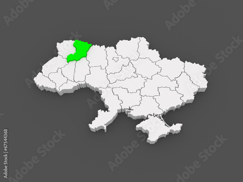 Map of Rivne region. Ukraine.