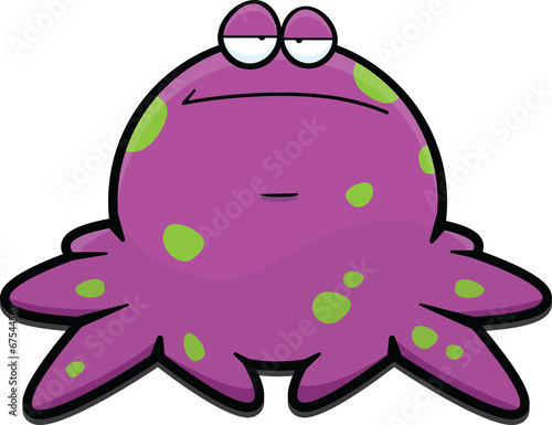 Cartoon Purple Octopus Tired