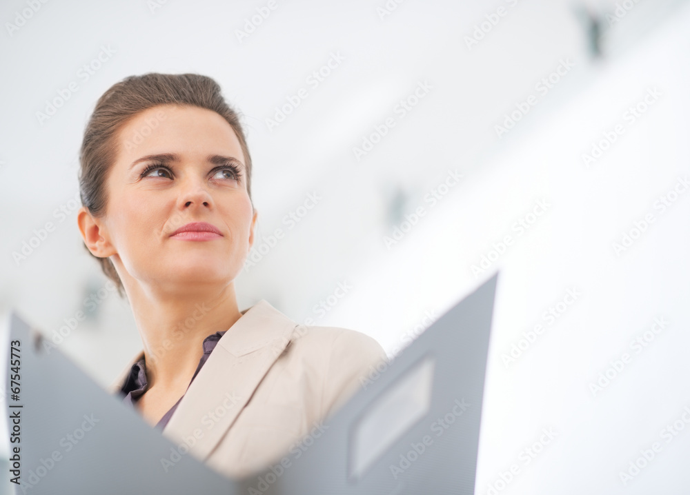 Portrait of business woman with folder Portrait of business woman with folder