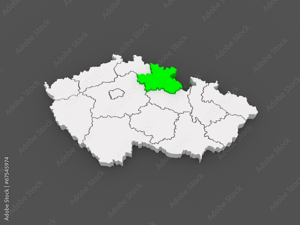 Map of Hradec Kralove Region. Czech Republic. Map of Hradec Kralove Region. Czech Republic.