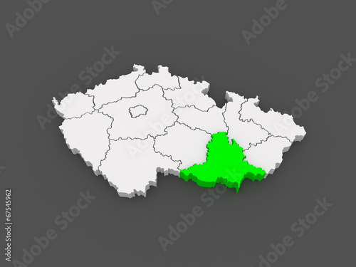 Map of South Moravian Region. Czech Republic.