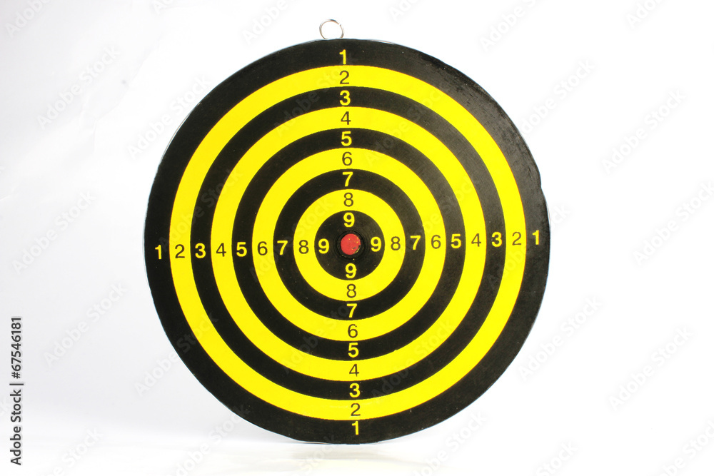 yellow & Black dart board on White yellow & Black dart board on White