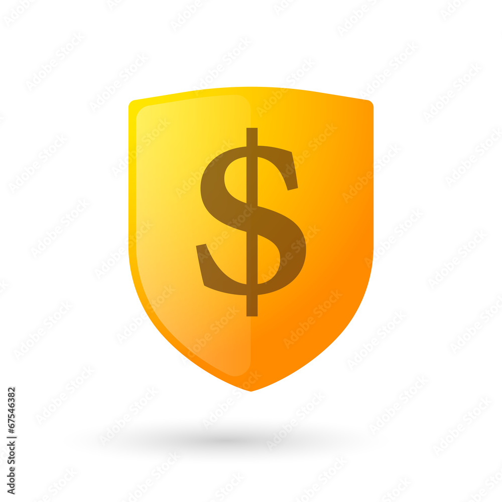 Shield icon with a currency sign Shield icon with a currency sign