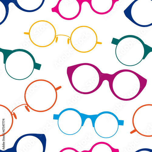 Seamless pattern with colorful retro glasses