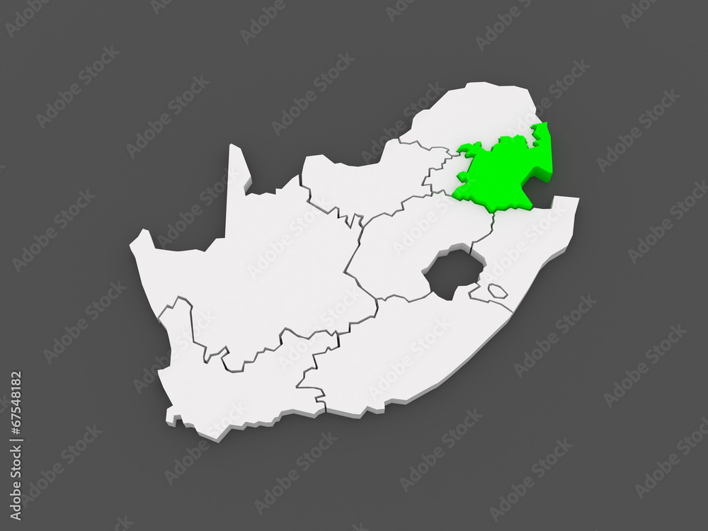 Map of Mpumalanga (Nelspruit). South Africa.