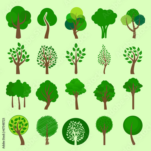 collection of vector tree icons